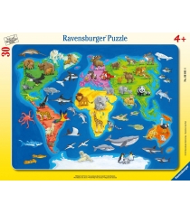 Пазл карта мира с животными 30 элементов Ravensburger 6641