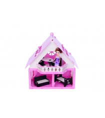 Домик для кукол R&S Дачный дом Варенька бело-розовый с мебелью