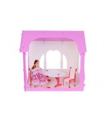Домик для кукол R&S Летний дом Вероника бело-розовый с мебелью