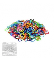 Резинки для плетения браслетов Rainbow Loom Микс Solid Bands 24 клипсы и 600 рез...
