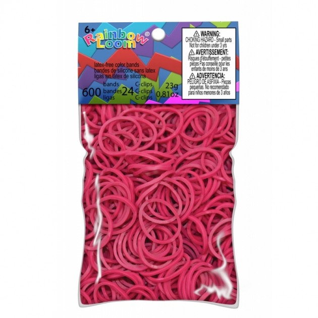 Набор резинок для плетения браслетов Rainbow Loom фуксия 600 шт B0022