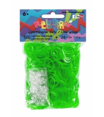 Набор гелевых резинок Rainbow Loom для плетения браслетов зеленый лайм 600 шт B0...