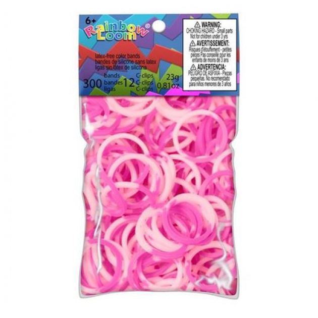 Набор резинок для плетения браслетов Rainbow Loom розово белый B0041