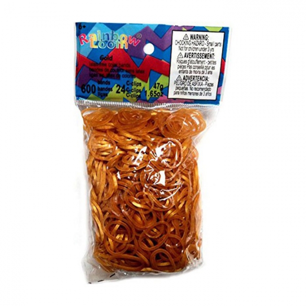Набор резинок для плетения браслетов Rainbow Loom золотистые 600 шт B0101