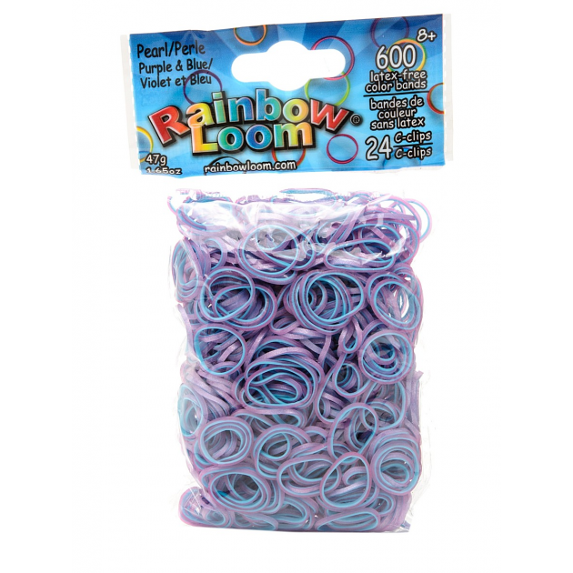 Набор резинок для плетения браслетов Rainbow Loom Перламутр фиолетово синий 600 шт B0116