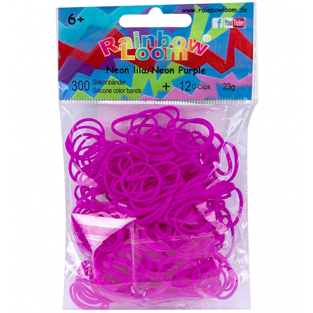Набор резинок для плетения браслетов Rainbow Loom Neon Purple фиолетовые 600 шт B0220