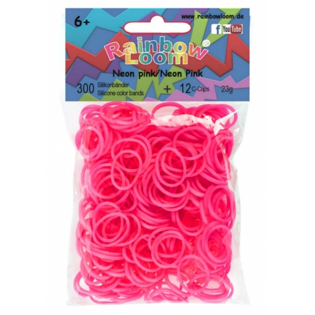 Резиночки для плетения браслетов Rainbow Loom Неон розовые B0221