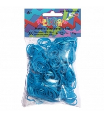 Резинки для плетения браслетов Rainbow Loom Силикон голубой металлик B0297