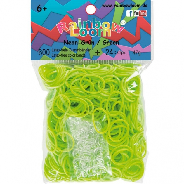 Резинки для плетения solid bands neon green Rainbow Loom B0019