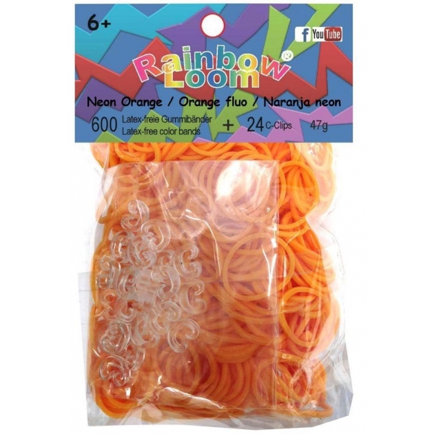 Резинки для плетения неоновый оранжевый solid bands Rainbow Loom B0021