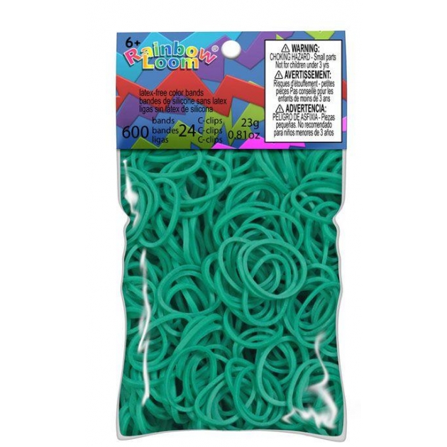Резинки для плетения сине зелёный solid bands teal Rainbow Loom B0023