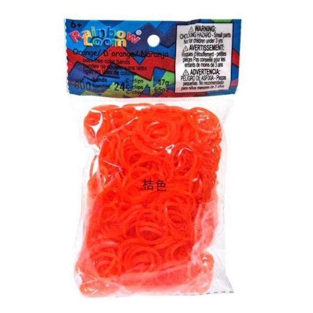 Резинки для плетения solid bands orange jelly оранжевые Rainbow Loom B0018