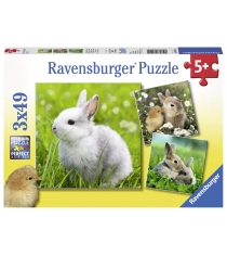 Пазл милый кролик 3 пазла по 49 элементов Ravensburger 8041