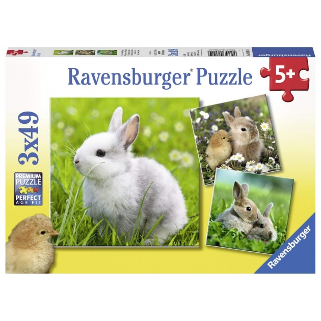 Пазл милый кролик 3 пазла по 49 элементов Ravensburger 8041