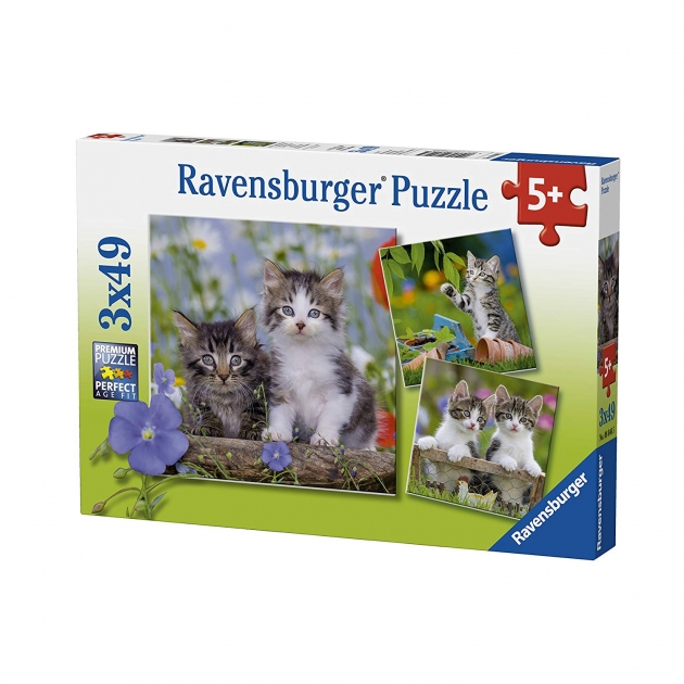 Пазл полосатые котята 3 пазла по 49 элементов Ravensburger 8046