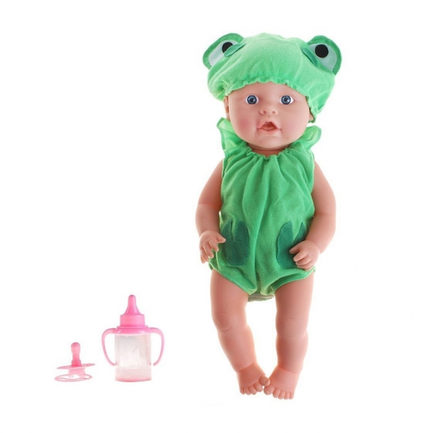 Пупс new born baby в зеленом костюмчике 36 см