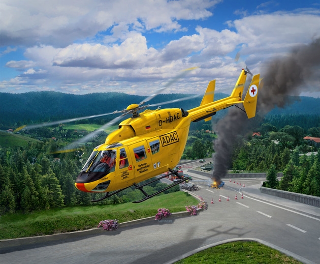Сборная модель многоцелевой вертолет bk 117 спасательной службы adac Revell 4953