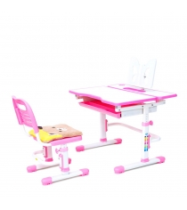 Растущая парта и стул с чехлом Rifforma Comfort-07 розовый белый...
