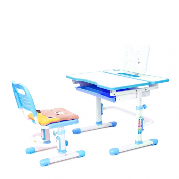 Комплект растущая парта и стул с чехлом Rifforma Comfort-07 голубой белый
