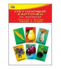 Обучающие карточки на магнитах фрукты и ягоды овощи и грибы Рыжий кот км-6077...