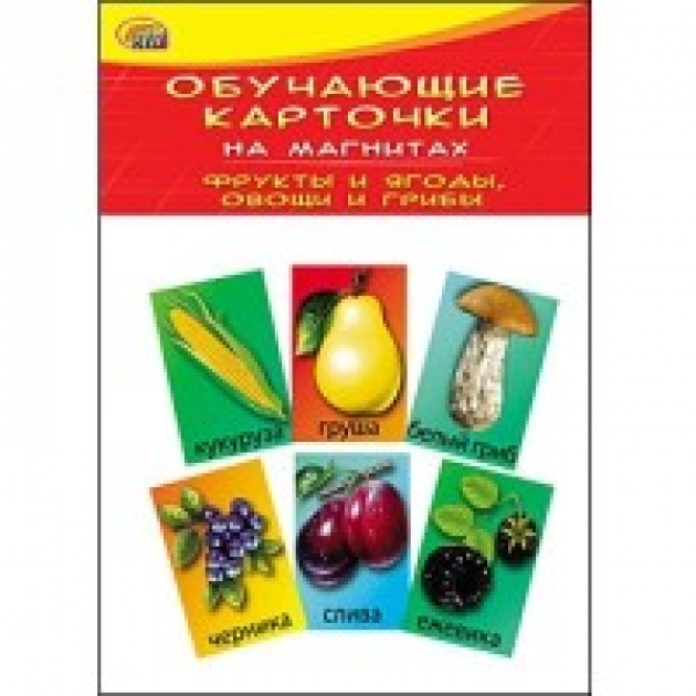 Обучающие карточки на магнитах фрукты и ягоды овощи и грибы Рыжий кот км-6077