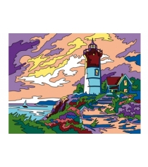 Раскраска песком формат а3 маяк у моря Рыжий кот Р-8889...