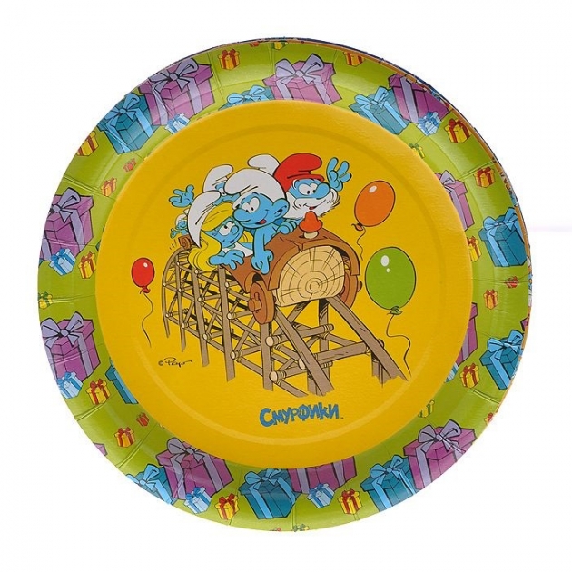 Набор тарелок Смурфики 6 шт 18 см Одноразовая посуда Росмэн 19932