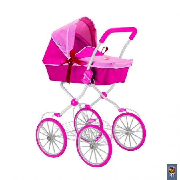 Кукольная коляска RT цвет фуксия розовый 5177