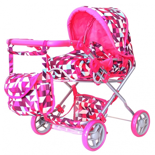 Кукольная коляска RT цвет розовые ромбы 5671