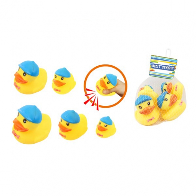 Набор игрушек пищалок для ванны уточки в кепочках 5 шт S S Toys 101016018