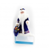 Новогодняя игрушка дед мороз в синей шубе звук движение 30 см Северное сияние IT...