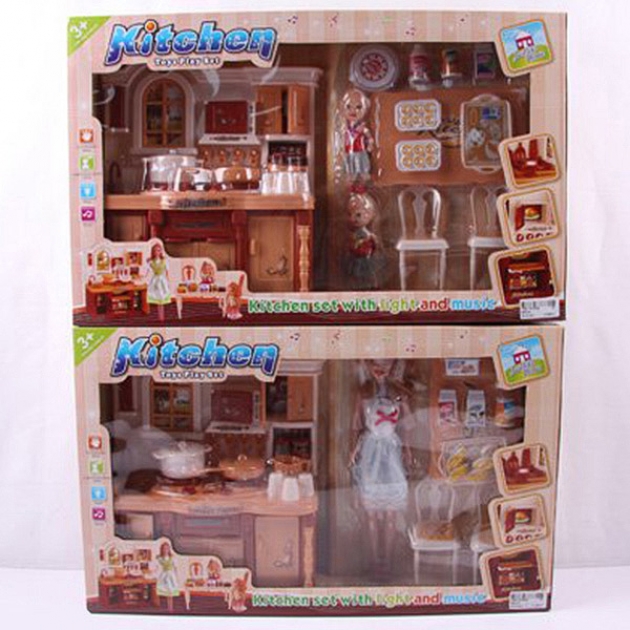 Набор игровой мебели кухни с куклой