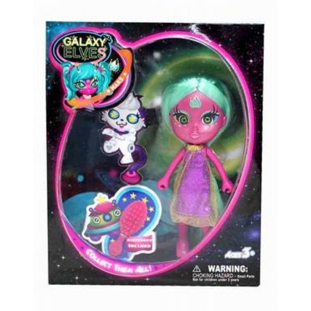 Кукла буни galaxy elves с питомцем с зелеными волосами Shiner Toys 65101/фиолетовая