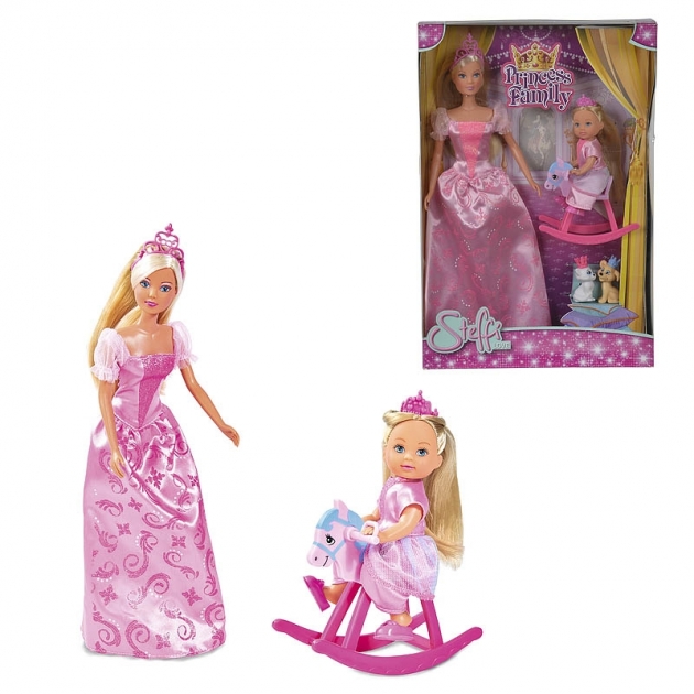 Куклы из набора принцессы штеффи и еви со зверушками 29 и 12 см Simba 5733223