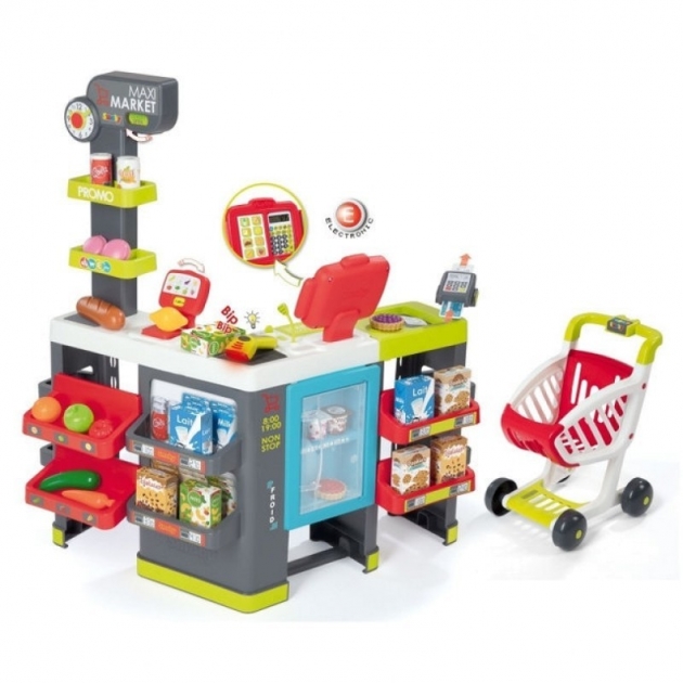 Игровой набор супермаркет maxi market с тележкой 50 аксессуаров Smoby 350215