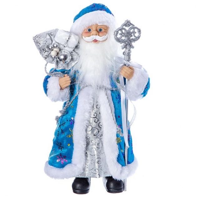 Дед мороз с подарками 30 см голубая шуба Snowmen Е96403