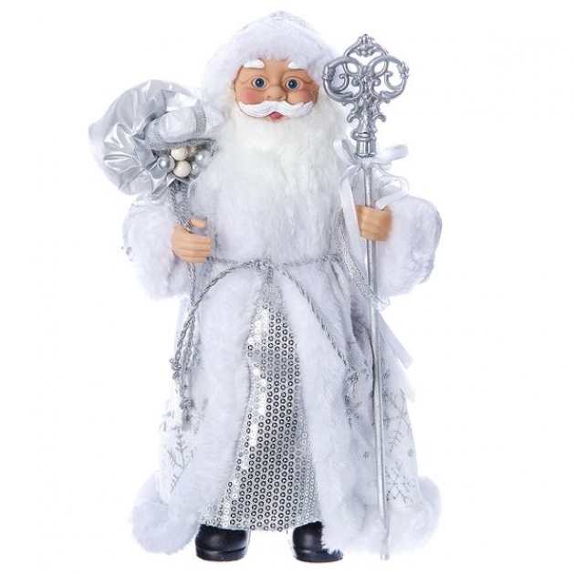 Дед мороз с подарками 30 см серебряная шуба Snowmen Е96409