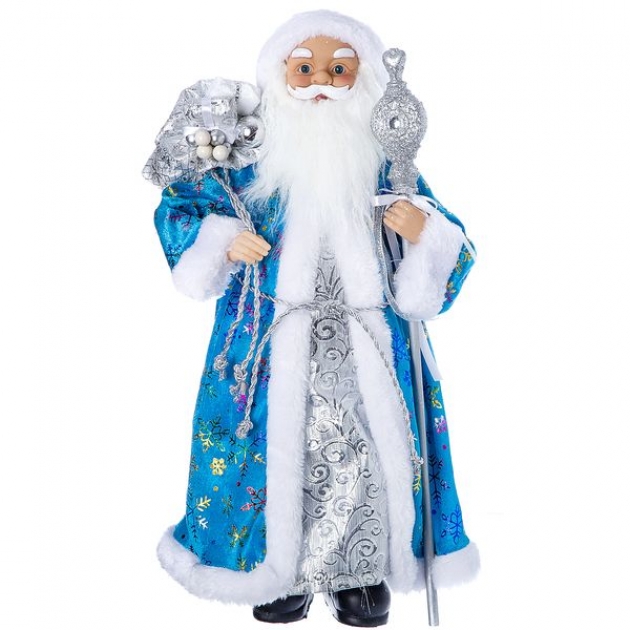 Дед мороз с подарками 46 см голубая шуба Snowmen Е96402