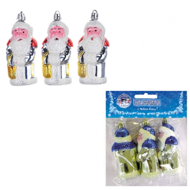 Набор из 3 елочных игрушек дед мороз 10 см Snowmen Е0102