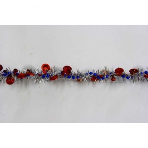 Новогодняя гирлянда цепь с мишурой ракушки и шарики 2.7 м Snowmen Е40351