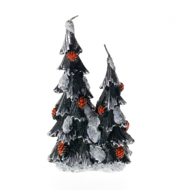 Новогодняя свеча две елки с коричневыми шишками Snowmen Е40424