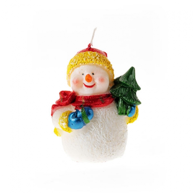 Новогодняя свеча снеговик в шубе 8.5 см Snowmen Е40432
