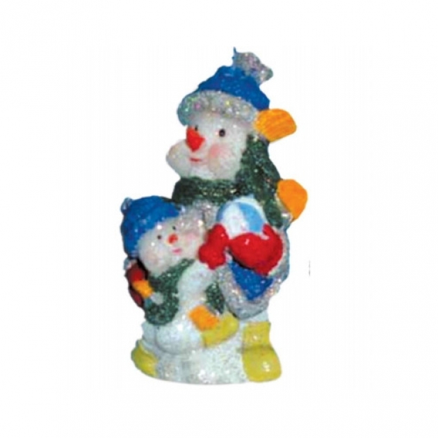 Новогодняя свеча два снеговика с мячом Snowmen Е40435