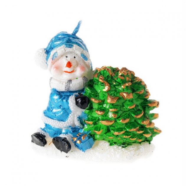 Новогодняя свеча снеговик с шишкой 7.5 см Snowmen Е50508