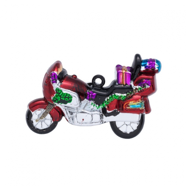 Новогодняя фигурная игрушка ретро мотоцикл 11.5 см Snowmen Е70087