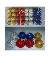 Набор из 8 новогодних шаров с блестками 8 см Snowmen Е80764