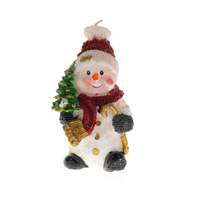 Новогодняя свеча снеговик с елочкой 11.5 см Snowmen Е80942