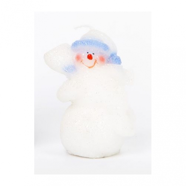 Новогодняя свеча снеговичок белый 10 см Snowmen Е93244