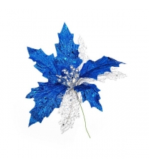 Новогоднее украшение цветок синий 18 см Snowmen Е94203...