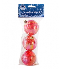 Набор из 3 х елочных игрушек прозрачный шар 6 см Snowmen Е94236